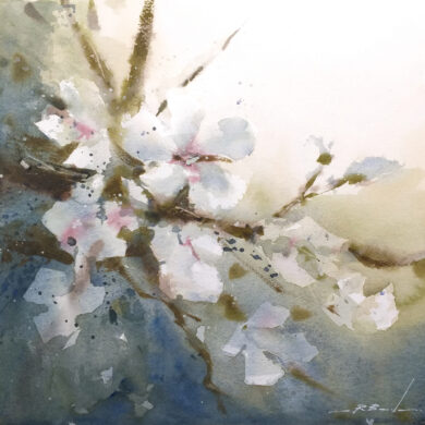 ALMENDRO EN FLOR - ACUARELA - ROBERTO BARBA