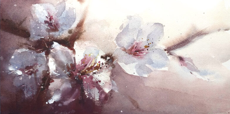 FLORES DE ALMENDRO - ACUARELA - ROBERTO BARBA