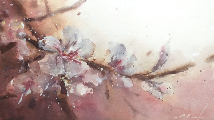 FLORES DE ALMENDRO - ACUARELA - ROBERTO BARBA