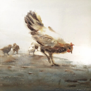 Pollitos de Cleo II - ACUARELA - ROBERTO BARBA